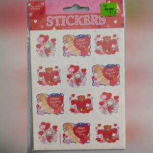 Vintage Amscan Valentine's Day Stickers, Retro Stickers, Collectible, New